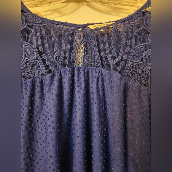 Zac & Rachel Blue Swiss Dot 3/4 sleeve blouse Womens sz 1X work fall corp core - Picture 2 of 7